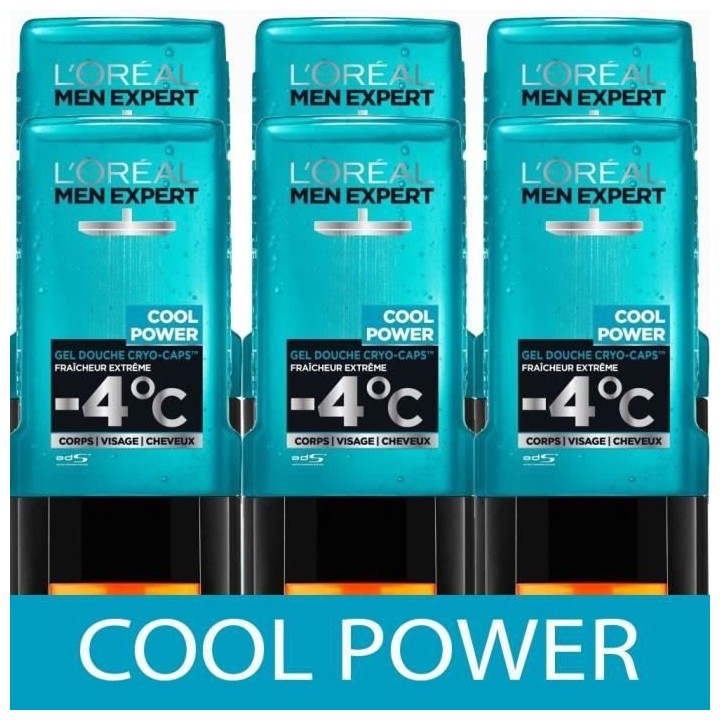 [Lot de 6] Gel Douche L'OREAL MEN EXPERT Cool Power Frais 300 ml