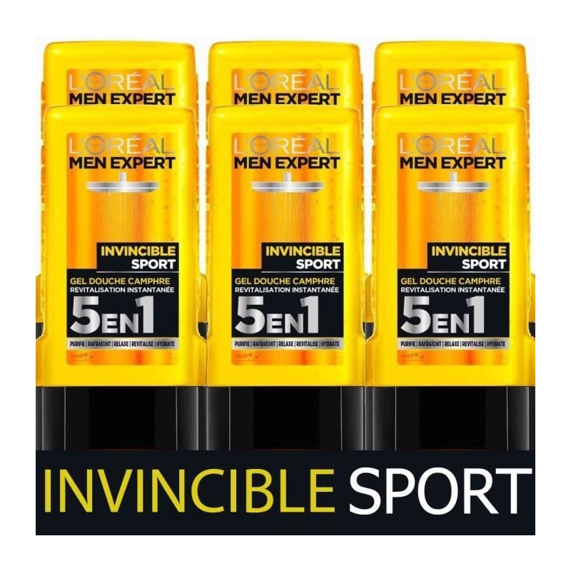 Gel douche Revitalisant Homme Men Expert L'OREAL PARIS - Invincible Sport - 6x 300 ml