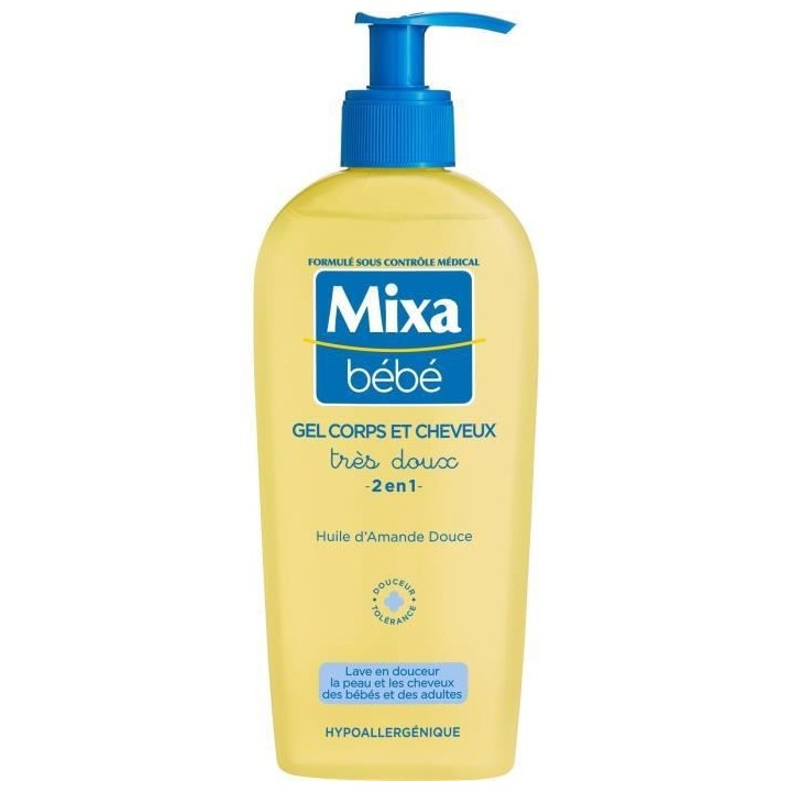 Gel Tres doux 2-en-1 MIXA BEBE - Corps et cheveux - 6x 250 ml