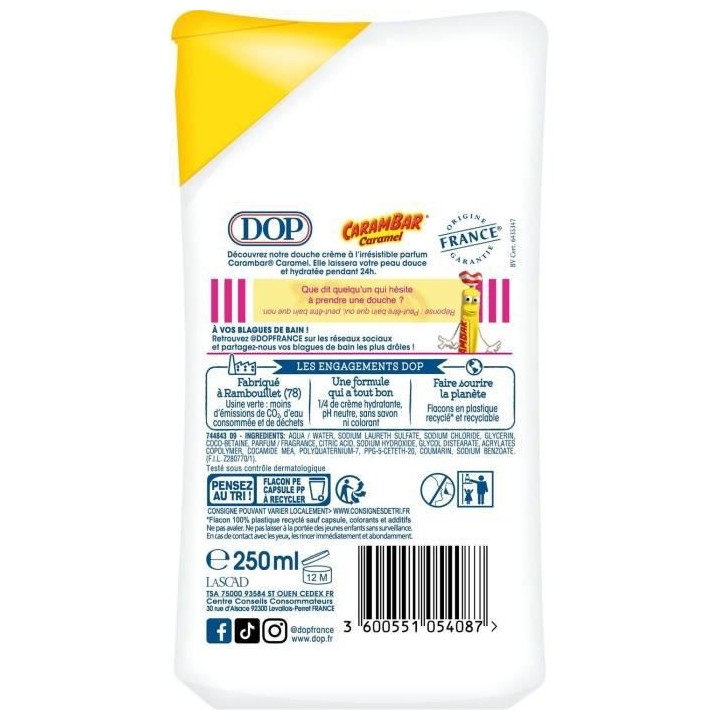 Gel douche creme DOP Douceurs d'Enfance Carambar caramel - 12 x 250 ml