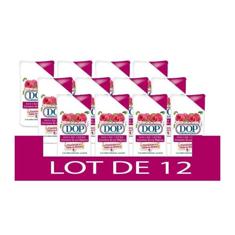 Gel douche Douceurs de nos Régions DOP - Creme a la Framboise de la vallée du Rhône - 12x 250 ml