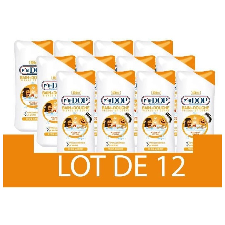 Bain-douche Peche/abricot P'TIT DOP - 12x 400 ml