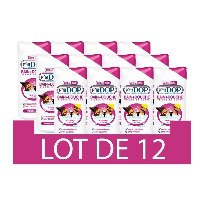 Bain-Douche P'tit DOP Framboise/cassis - 400 ml x12