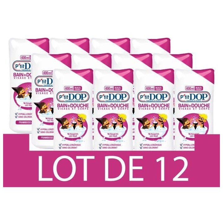Bain-Douche P'tit DOP Framboise/cassis - 400 ml x12