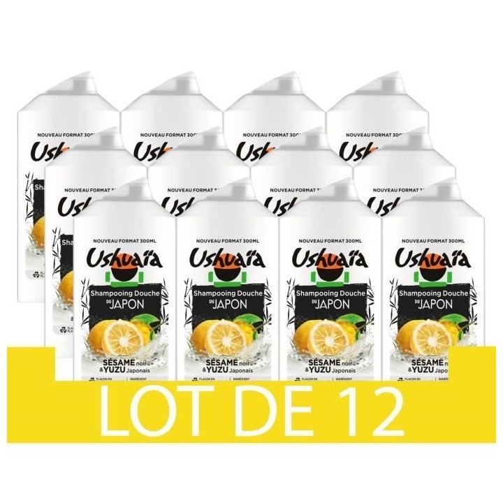 Shampooing Douche USHUAiA Douceur du Japon Sésame & Yuzu - 300 ml x12