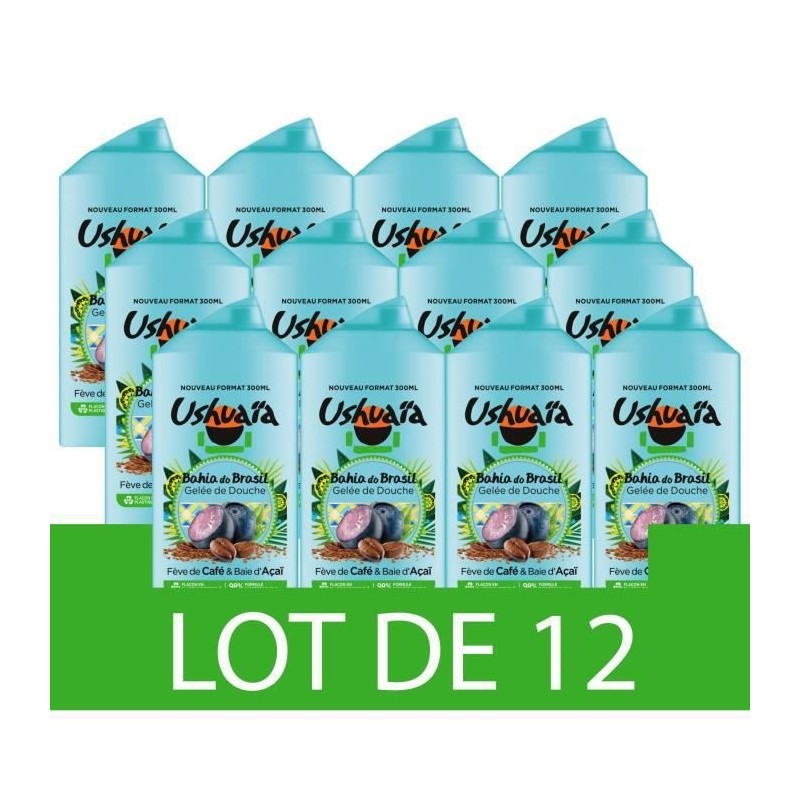 Gelée de douche a l'extrait de café et baie d'Açai USHUAiA - 12x 300 ml