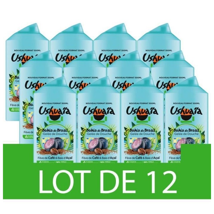 Gelée de douche a l'extrait de café et baie d'Açai USHUAiA - 12x 30