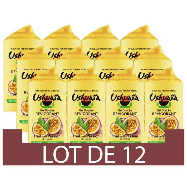 Gel douche au fruit de la passion USHUAiA - 12x 300 ml