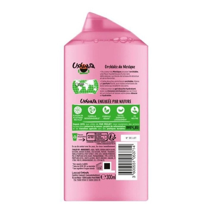 Gel douche Beauté Hydratante Orchidée USHUAiA - 12x 300 ml