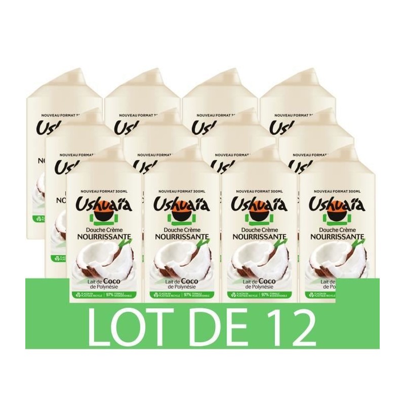 Creme Douche USHUAIA Nourrissante au lait de coco des Iles sous le Vent - 300 ml x12