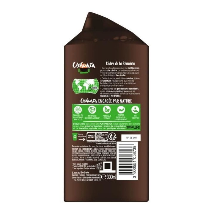 Gel douche USHUAiA Homme Cedre - 300 ml x12