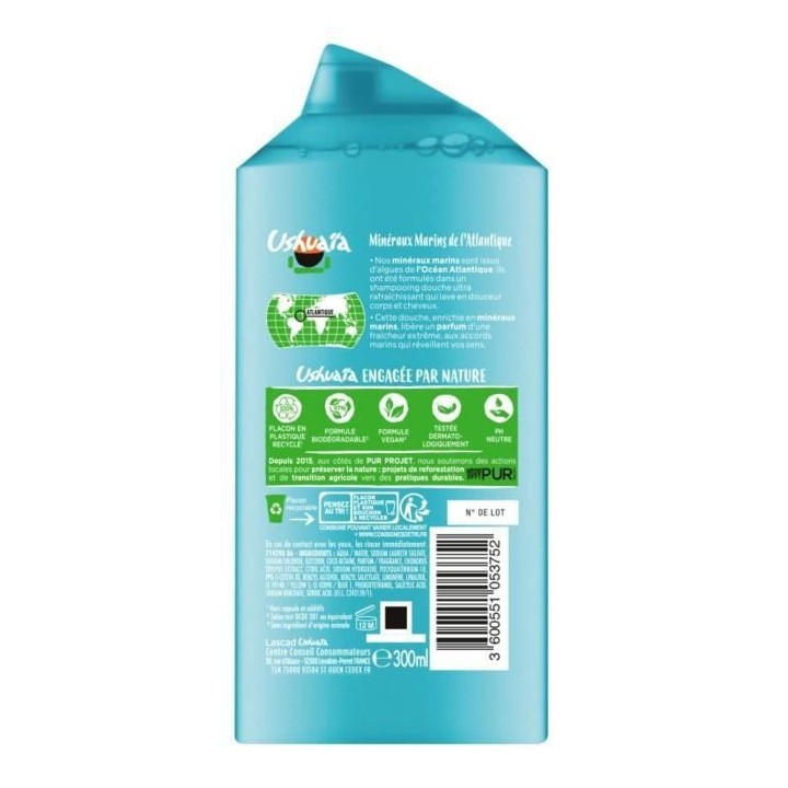 Shampooing homme Douche Minéraux Marins USHUAiA - 12x 300 ml