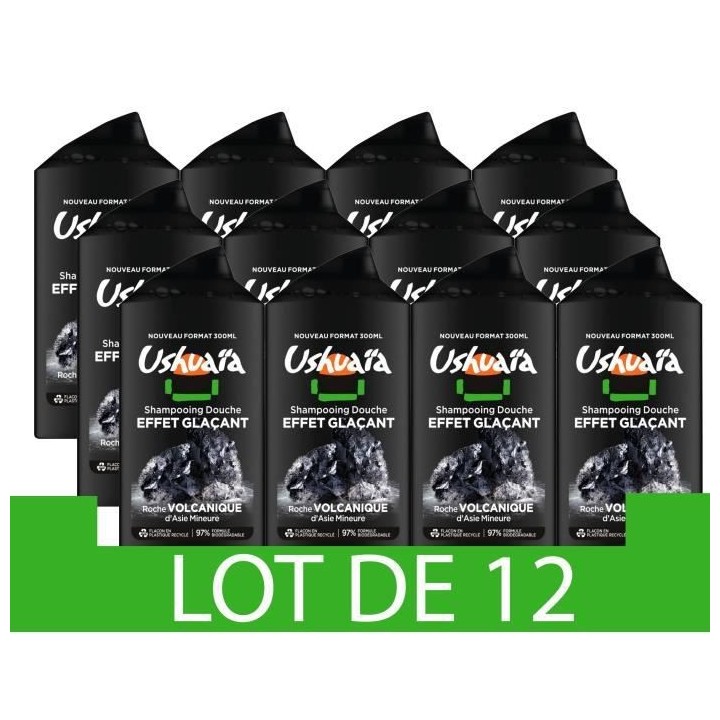 Shampooing Douche USHUAiA Rituels d'Asie Roche Volcanique - 300 ml x12