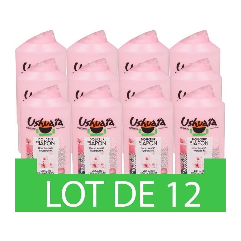 Douche Soin USHUAIA Douceur du Japon Lait de Riz & Fleur de Sakura - 300 ml x12