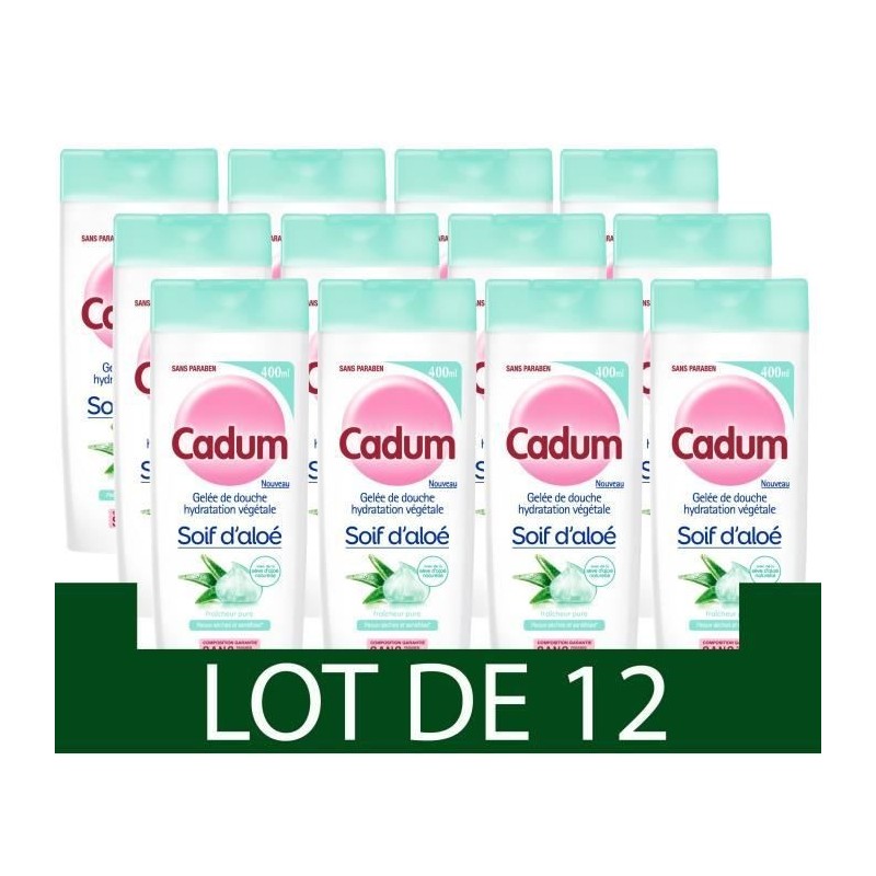 [Lot de 12] Douche CADUM Soif d'Aloé Véra - 400 ml