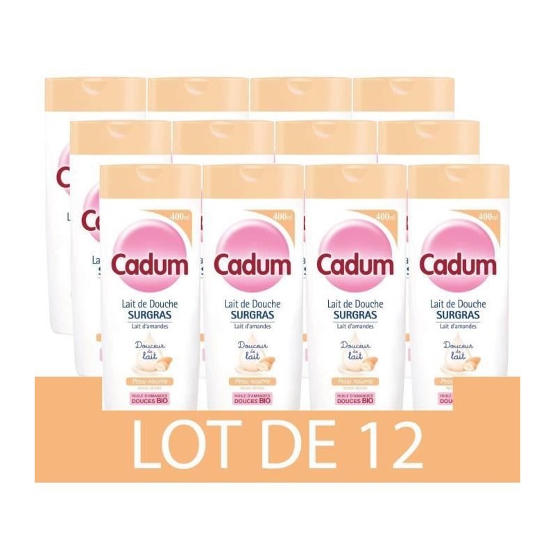 Douche Surgras Douceur de Lait Amandes Bio CADUM - 12x 400 ml