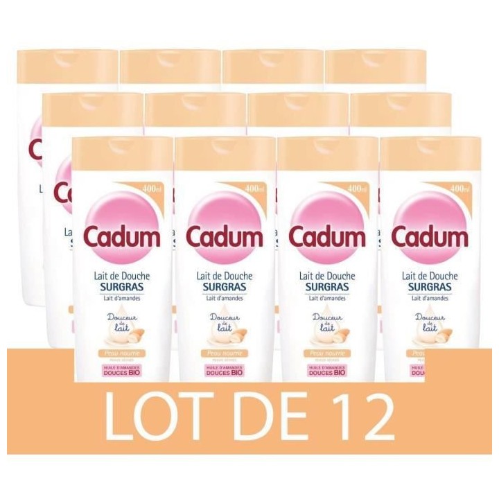 Douche Surgras Douceur de Lait Amandes Bio CADUM - 12x 400 ml