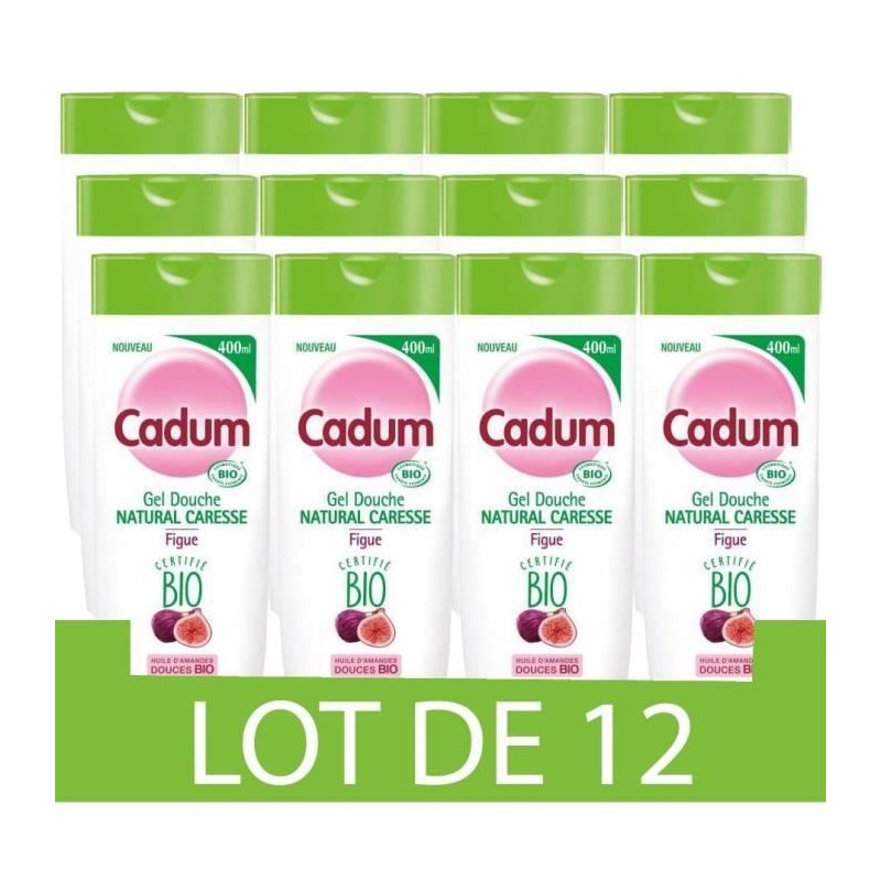 Gel douche BIO Natural Caresse CADUM - Figue - 12x 400 ml