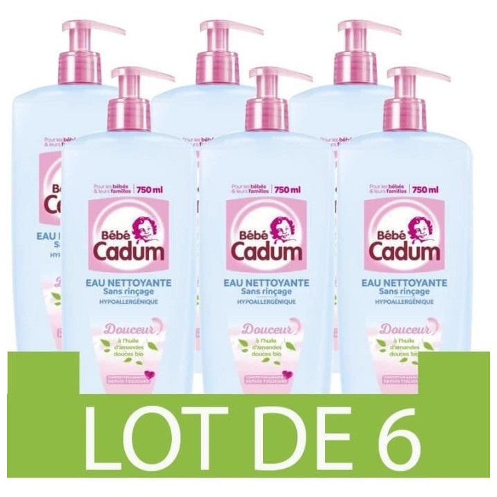 [Lot de 6] CADUM Bébé Douceur Eau Nettoyante - 750ml