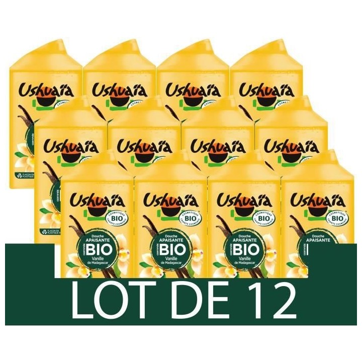 Gel Douche USHUAIA BIO Apaisante a la Vanille de Madagascar - 12 x 250