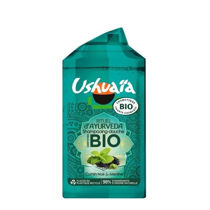 Shampooing Douche USHUAIA BIO Ayurveda Cumin Noir & Menthe - 12 x 250