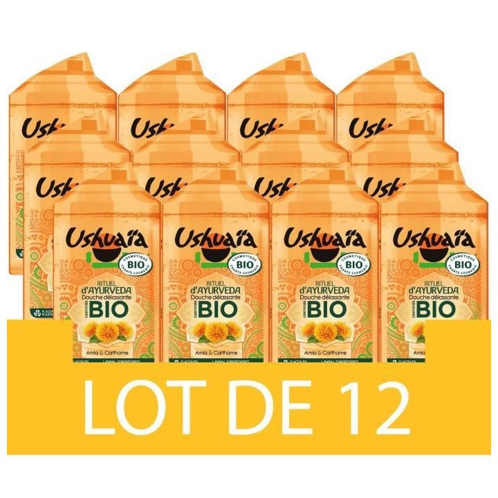 Gel douche USHUAIA BIO Rituel d'Ayurveda Amla & Carthame - 12 x 250 ml