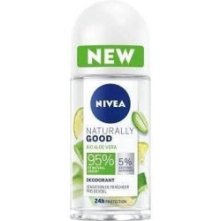 NIVEA Déodorant Bille Féminin Naturally Good Aloe Vera - 50ml - Lot de 12