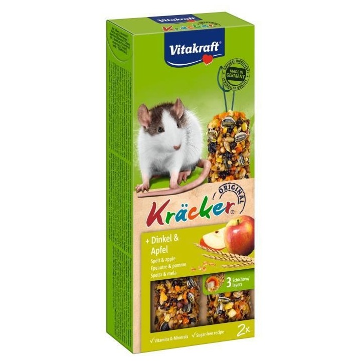 VITAKRAFT Kräcker Friandise pour Rats Epeautre Pomme - Lot de 10x2
