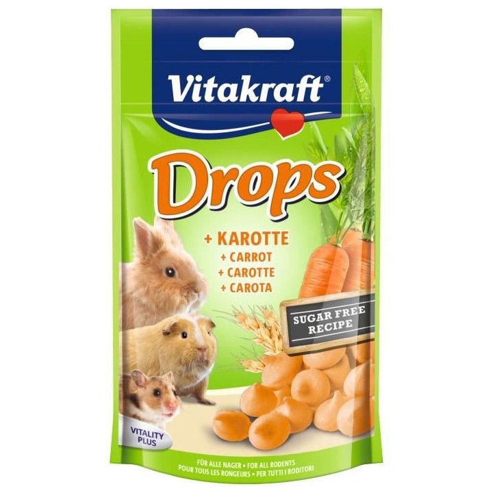 VITAKRAFT Drops Friandises a la carotte pour Petits Mammiferes - Lot d