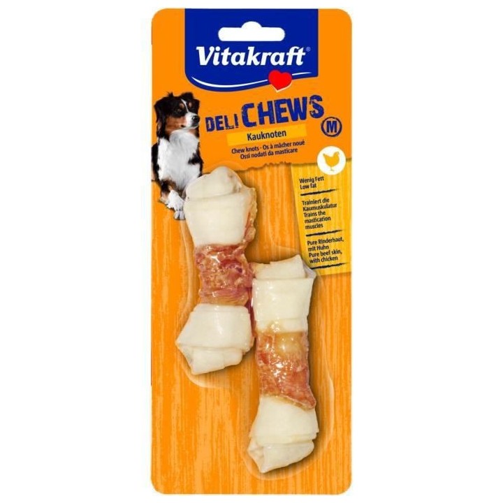 VITAKRAFT Os a mâcher noués au Poulet taille M - Lot de 10 paquets d