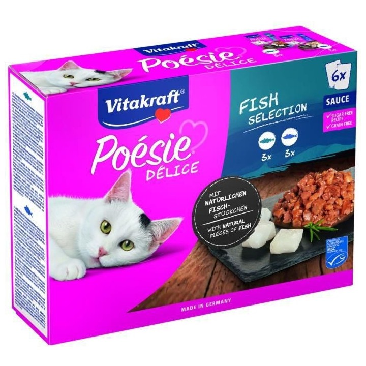 VITAKRAFT Poésie Multipack Délice assortiment en sauce au Poisson Co