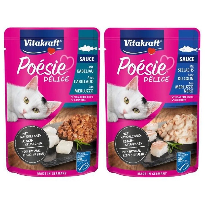 VITAKRAFT Poésie Multipack Délice assortiment en sauce au Poisson Co