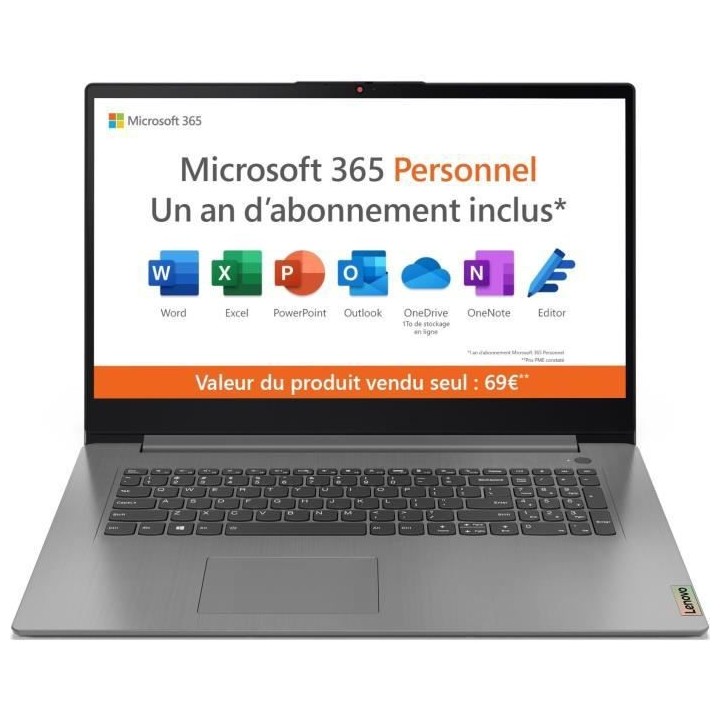 PC Portable Ultrabook - LENOVO Ideapad 3 17ITL6 - 17,3 HD+ - CELERON 6
