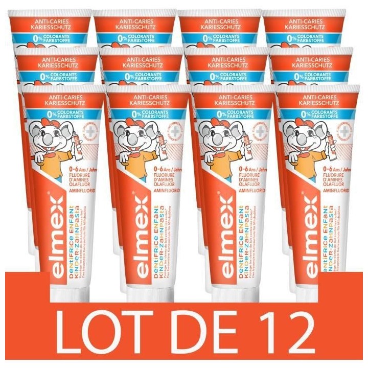 [Lot de 12] ELMEX Dentifrices Anti-Caries Enfants