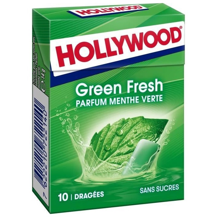 HOLLYWOOD Chewing Gum Green Fresh - Parfum Menthe verte - Sans Sucre a