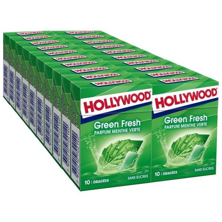 HOLLYWOOD Chewing Gum Green Fresh - Parfum Menthe verte - Sans Sucre a