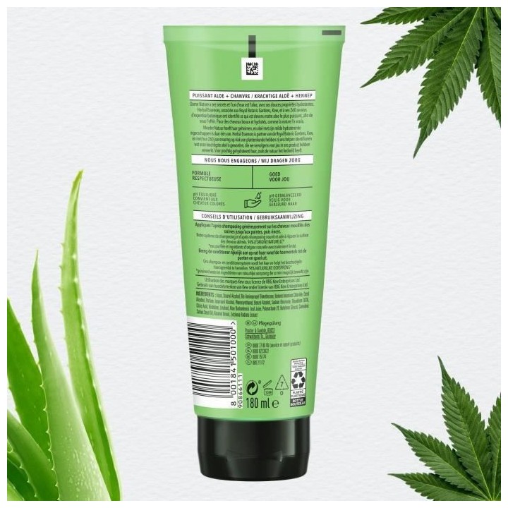 HERBAL ESSENCES Pure Apres Shampoing Aloe Et Chanvre - Sans Sulfates -