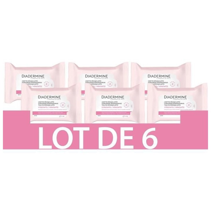 DIADERMINE Lingettes Démaquillantes Nettoyantes Hydratantes - Peaux s