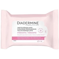 DIADERMINE Lingettes Démaquillantes Nettoyantes Hydratantes - Peaux seches et sensibles - 25 Lingettes - Lot de 6