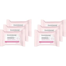 DIADERMINE Lingettes Démaquillantes Nettoyantes Hydratantes - Peaux seches et sensibles - 25 Lingettes - Lot de 6