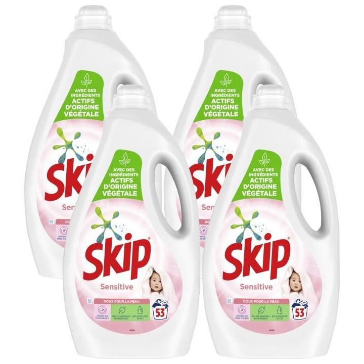 SKIP Lessive Liquide Sensitive - 53 lavages - Lot de 4