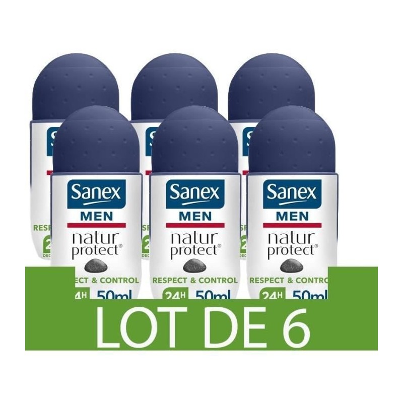 [Lot de 6] SANEX Déodorants Homme bille peaux normales - 50 ml