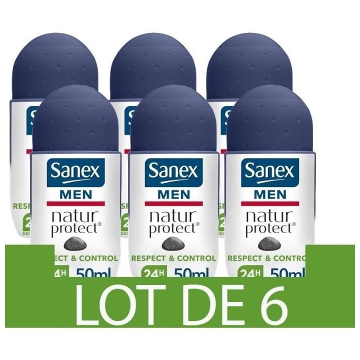 [Lot de 6] SANEX Déodorants Homme bille peaux normales - 50 ml