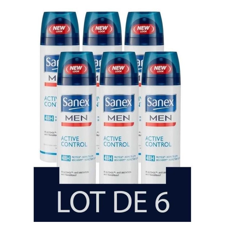 [Lot de 6] SANEX Déodorants Homme Spray Active Control - 200 ml