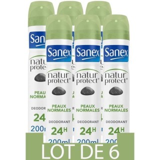 [Lot de 6] SANEX Déodorants Homme Spray Natur Protect - Peaux normale