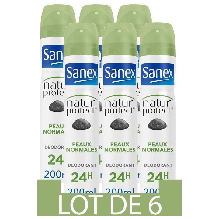[Lot de 6] SANEX Déodorants Homme Spray Natur Protect - Peaux normale