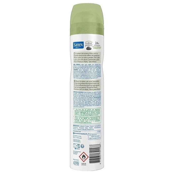 [Lot de 6] SANEX Déodorants Homme Spray Natur Protect - Peaux normale