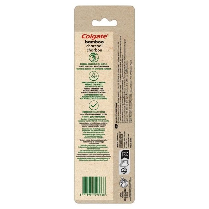 [Lot de 2] COLGATE Brosses a dents bambou charbon souple
