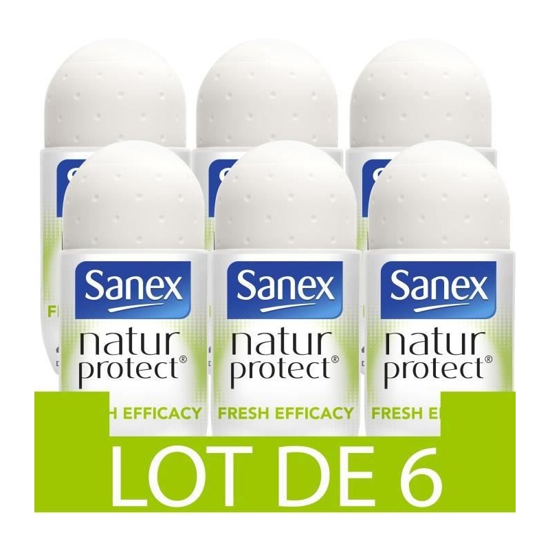 [Lot de 6] SANEX Déodorants naturel Natur Protect Fresh efficacité 48h Bambou bille - 50 ml