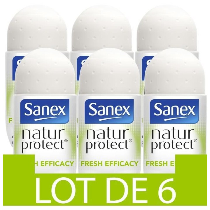 [Lot de 6] SANEX Déodorants naturel Natur Protect Fresh efficacité 4